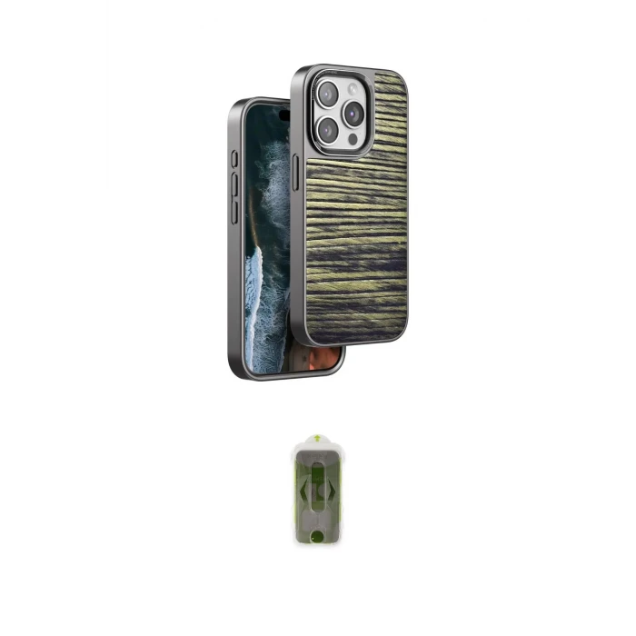 ieg™ iPhone 15 Pro Kılıf Atlas Minimal Özel Seri - Siyah Joko Magic 5D Hayalet Cam