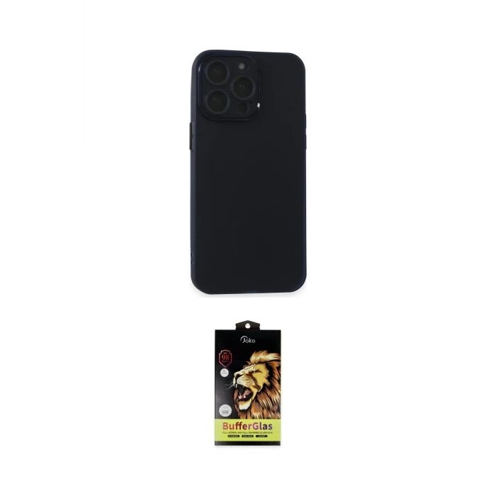 ieg™ iPhone 15 Pro Kılıf Atlas Minimal Prime - Siyah Buffer Cam Ekran Koruyucu