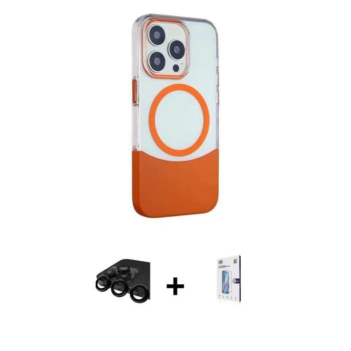 ieg™ iPhone 15 Pro Kılıf Çekirdek Asil Özel Seri - Siyah Bilvis 0.18mm Plus Cam Ekran Koruyucu + Raze Metal Kamera Lens - SH