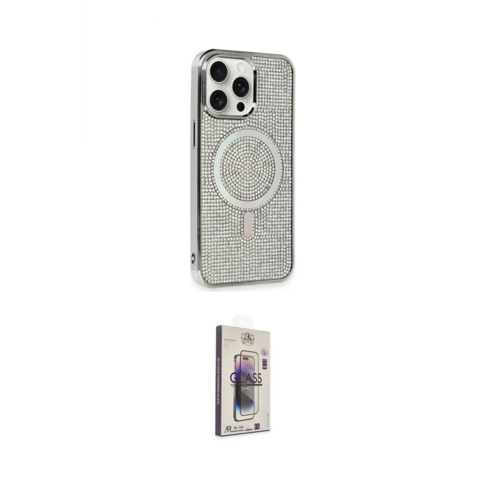 ieg™ iPhone 15 Pro Kılıf Eksen Çizgi - Siyah Bilvis 3D Cam Ekran Koruyucu