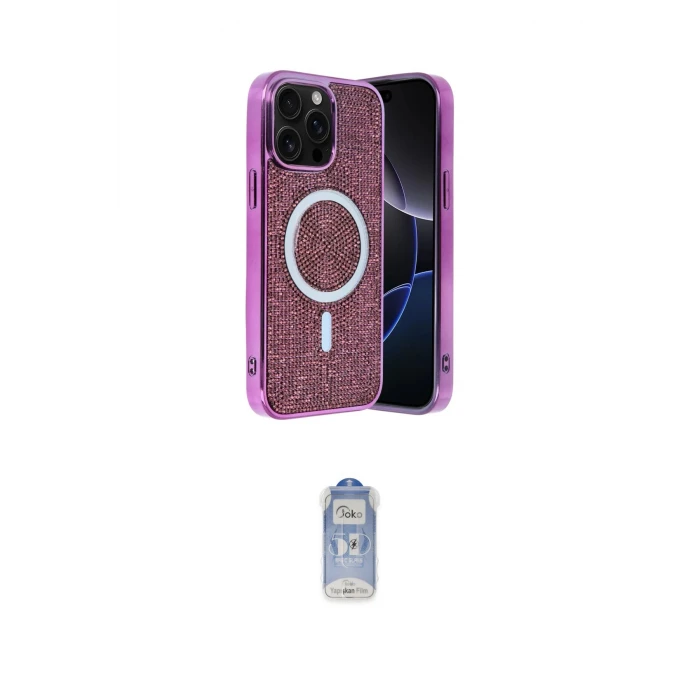 ieg™ iPhone 15 Pro Kılıf Eksen Çizgi - Siyah Joko Magic 5D Cam