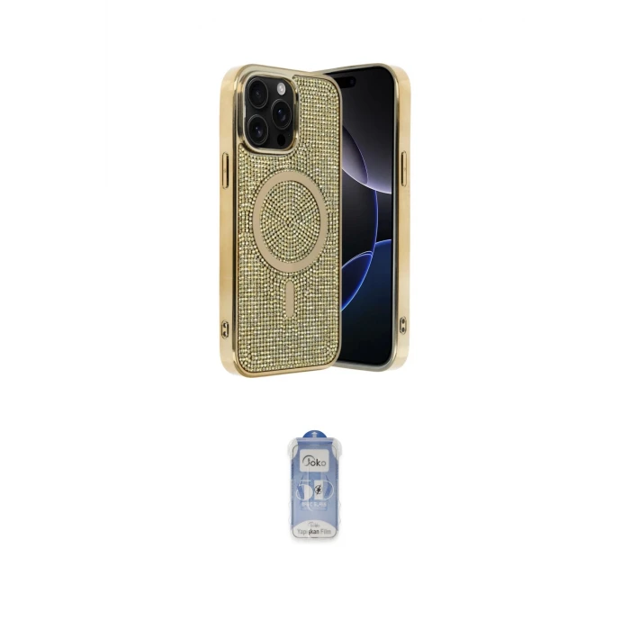 ieg™ iPhone 15 Pro Kılıf Eksen Çizgi - Siyah Joko Magic 5D Cam