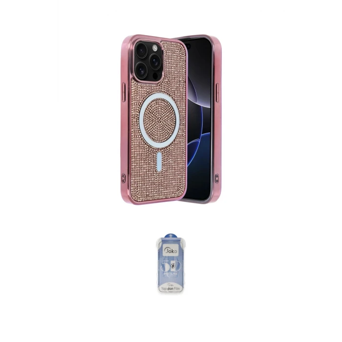 ieg™ iPhone 15 Pro Kılıf Eksen Çizgi - Siyah Joko Magic 5D Cam