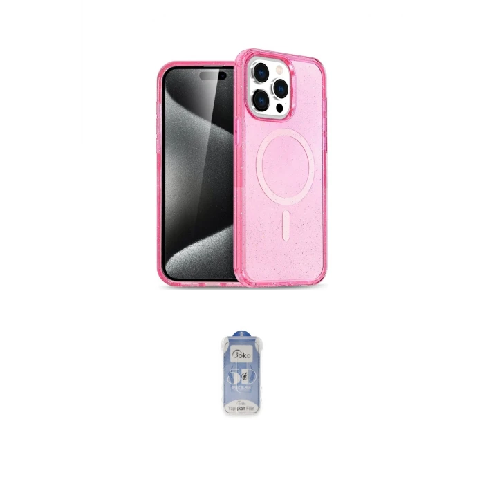 ieg™ iPhone 15 Pro Kılıf Eksen Doku Koleksiyonu - Siyah Joko Magic 5D Cam