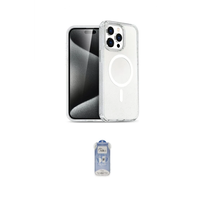 ieg™ iPhone 15 Pro Kılıf Eksen Doku Koleksiyonu - Siyah Joko Magic 5D Cam