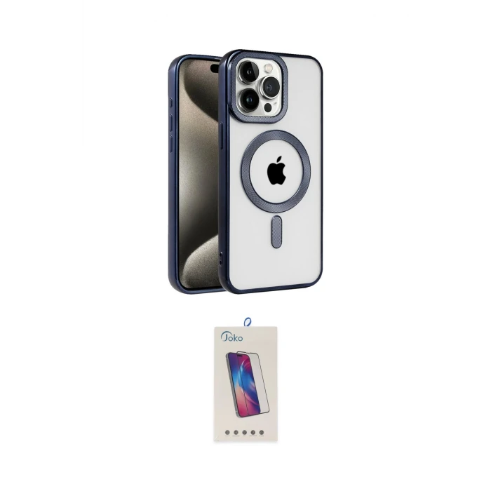 ieg™ iPhone 15 Pro Kılıf Eksen Form Koleksiyonu - Siyah Joko 5D Cam