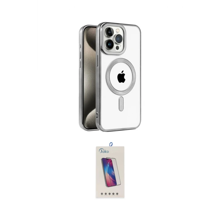 ieg™ iPhone 15 Pro Kılıf Eksen Form Koleksiyonu - Siyah Joko 5D Cam