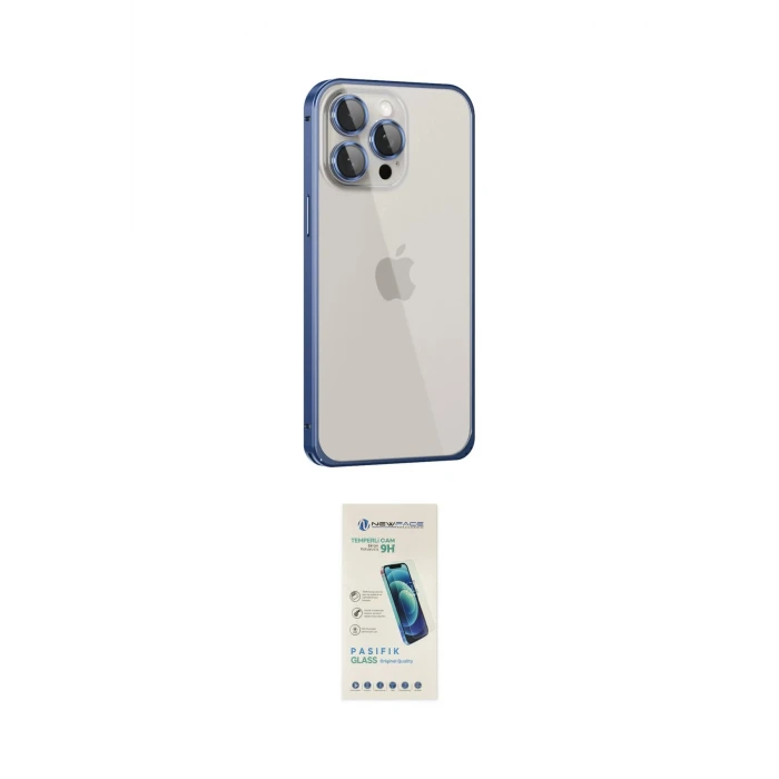 ieg™ iPhone 15 Pro Kılıf Eksen Form Serisi - Şeffaf Pasifik Cam Ekran Koruyucu