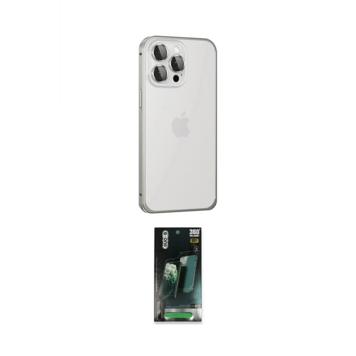 ieg™ iPhone 15 Pro Kılıf Eksen Form Serisi - Siyah 360 Mat Full Body Arka Koruyucu