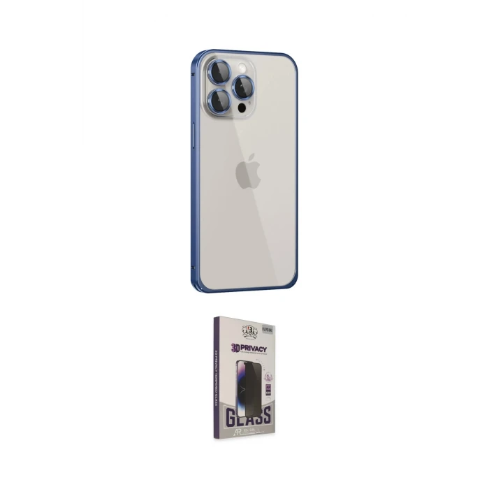 ieg™ iPhone 15 Pro Kılıf Eksen Form Serisi - Siyah Bilvis Hayalet Cam Ekran Koruyucu