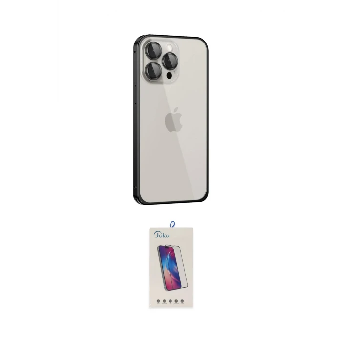 ieg™ iPhone 15 Pro Kılıf Eksen Form Serisi - Siyah Joko 5D Cam