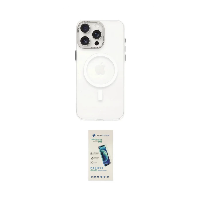 ieg™ iPhone 15 Pro Kılıf Eksen Işık Prime - Şeffaf Pasifik Cam Ekran Koruyucu