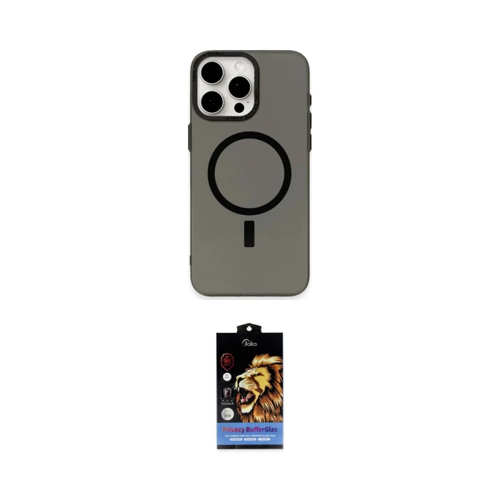 ieg™ iPhone 15 Pro Kılıf Eksen Işık Prime - Siyah Buffer Hayalet Cam Ekran Koruyucu