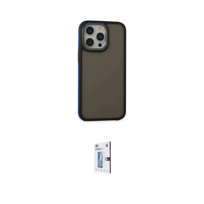 ieg™ iPhone 15 Pro Kılıf Eksen Işık - Siyah Bilvis 0.18mm Plus Cam Ekran Koruyucu