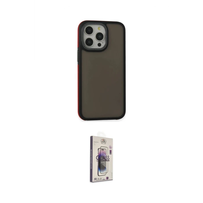 ieg™ iPhone 15 Pro Kılıf Eksen Işık - Siyah Bilvis 3D Cam Ekran Koruyucu