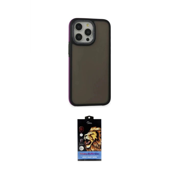 ieg™ iPhone 15 Pro Kılıf Eksen Işık - Siyah Buffer Hayalet Cam Ekran Koruyucu