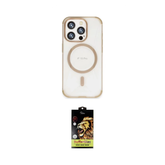 ieg™ iPhone 15 Pro Kılıf Eksen Klasik Koleksiyonu - Siyah Buffer Cam Ekran Koruyucu