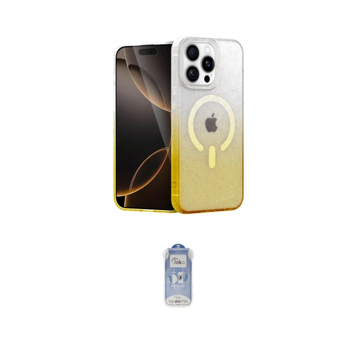ieg™ iPhone 15 Pro Kılıf Eksen Minimal Özel Seri - Siyah Joko Magic 5D Cam