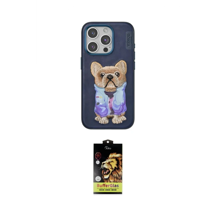 ieg™ iPhone 15 Pro Kılıf İz Minimal Koleksiyonu - Siyah Buffer Cam Ekran Koruyucu