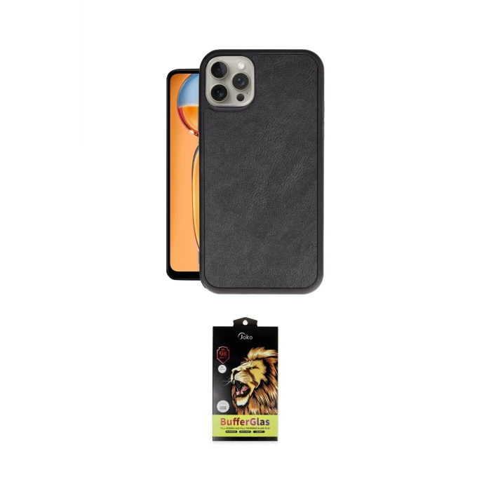 ieg™ iPhone 15 Pro Kılıf Kıvılcım Işık Serisi - Siyah Buffer Cam Ekran Koruyucu