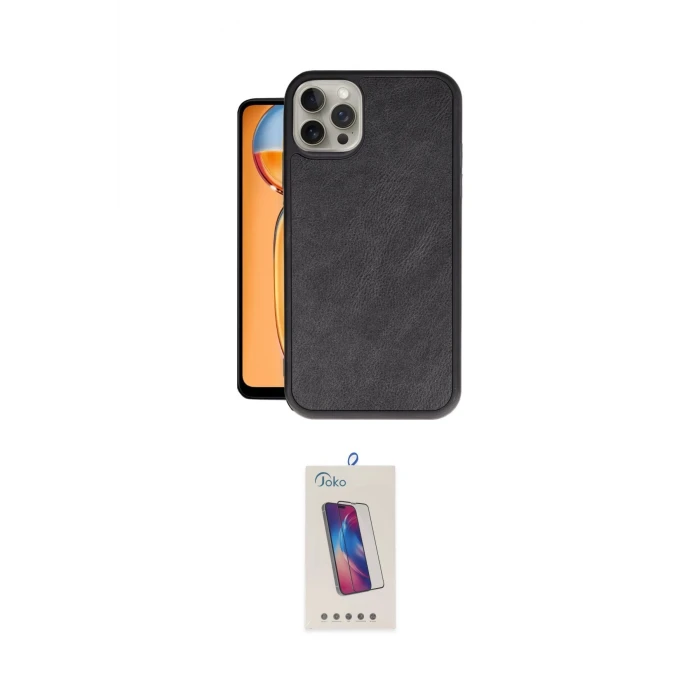 ieg™ iPhone 15 Pro Kılıf Kıvılcım Işık Serisi - Siyah Joko 5D Cam
