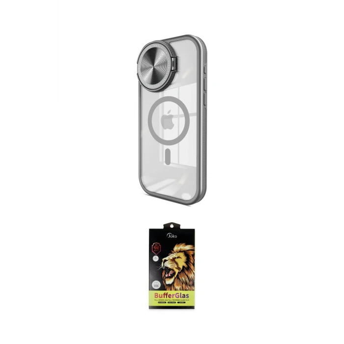 ieg™ iPhone 15 Pro Kılıf Kıvılcım Modern Koleksiyonu - Siyah Buffer Cam Ekran Koruyucu