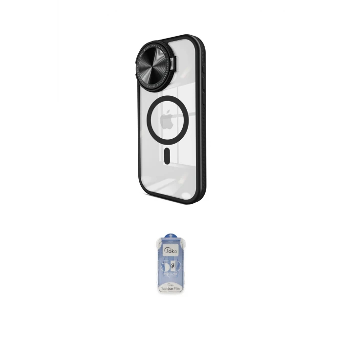 ieg™ iPhone 15 Pro Kılıf Kıvılcım Modern Koleksiyonu - Siyah Joko Magic 5D Cam