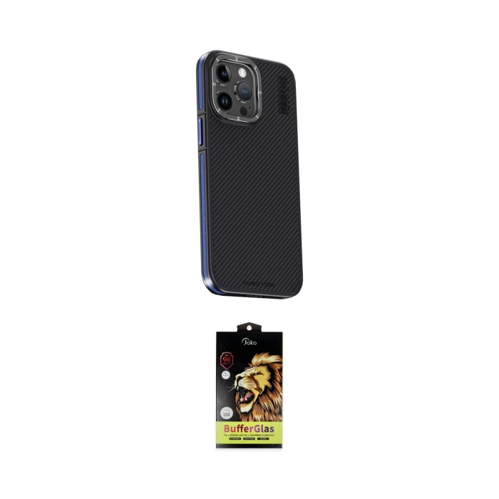 ieg™ iPhone 15 Pro Kılıf Kıvılcım Modern Özel Seri - Siyah Buffer Cam Ekran Koruyucu