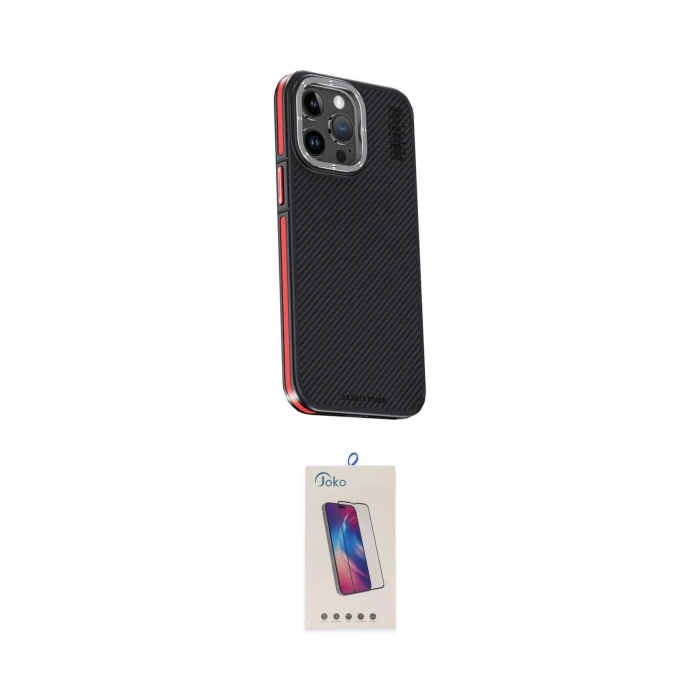ieg™ iPhone 15 Pro Kılıf Kıvılcım Modern Özel Seri - Siyah Joko 5D Cam