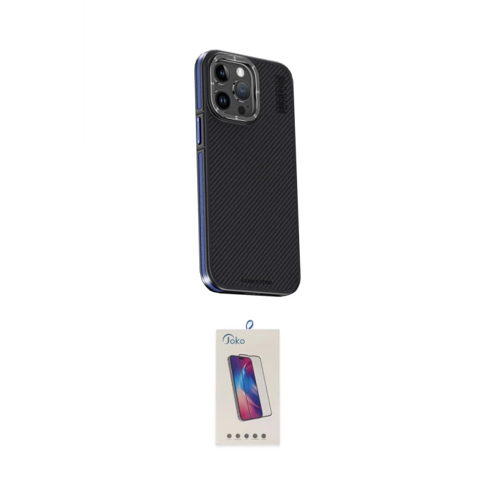 ieg™ iPhone 15 Pro Kılıf Kıvılcım Modern Özel Seri - Siyah Joko 5D Cam