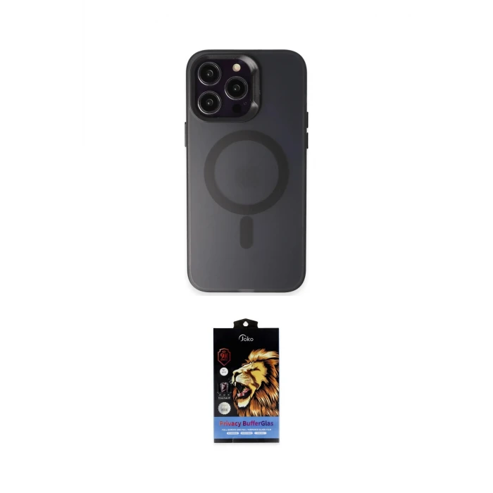 ieg™ iPhone 15 Pro Kılıf Kozmos Çizgi Prime - Siyah Buffer Hayalet Cam Ekran Koruyucu