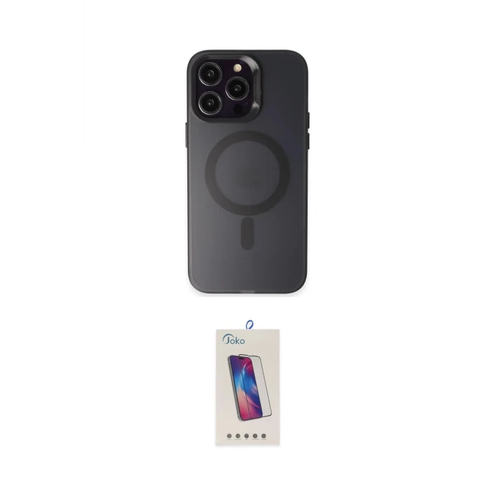ieg™ iPhone 15 Pro Kılıf Kozmos Çizgi Prime - Siyah Joko 5D Cam