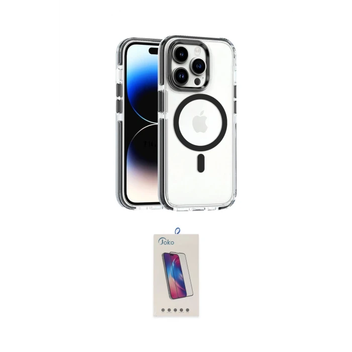 ieg™ iPhone 15 Pro Kılıf Kozmos Doku Koleksiyonu - Siyah Joko 5D Cam