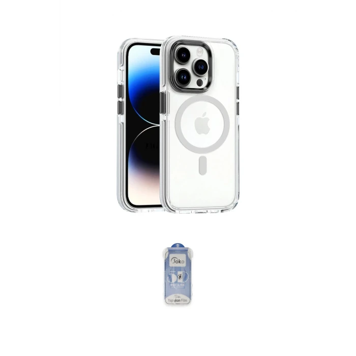 ieg™ iPhone 15 Pro Kılıf Kozmos Doku Koleksiyonu - Siyah Joko Magic 5D Cam