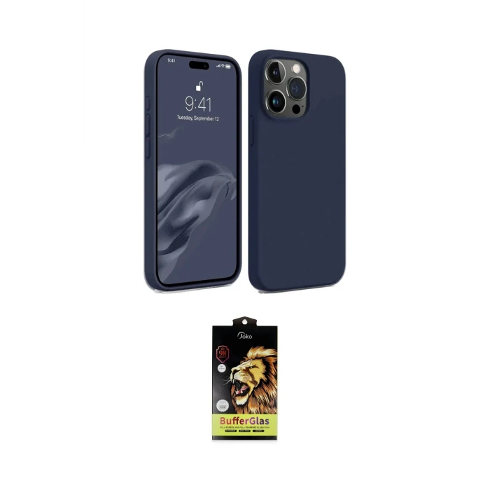 ieg™ iPhone 15 Pro Kılıf Kozmos Yansıma Özel Seri - Siyah Buffer Cam Ekran Koruyucu