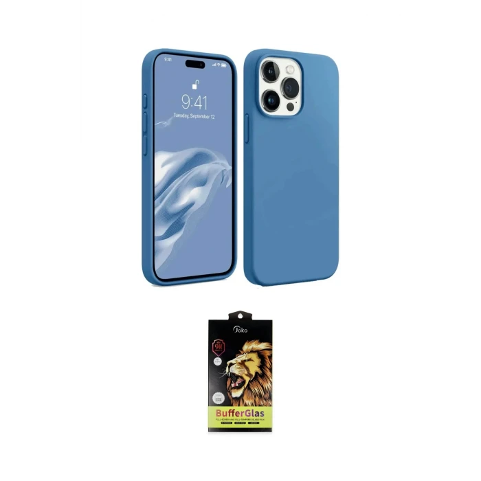 ieg™ iPhone 15 Pro Kılıf Kozmos Yansıma Özel Seri - Siyah Buffer Cam Ekran Koruyucu