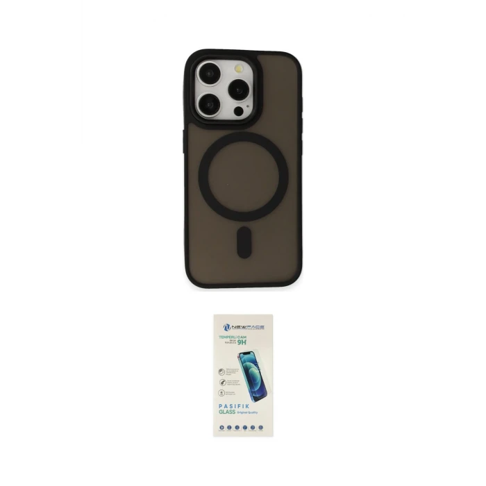 ieg™ iPhone 15 Pro Kılıf Kutup Serisi - Şeffaf Pasifik Cam Ekran Koruyucu