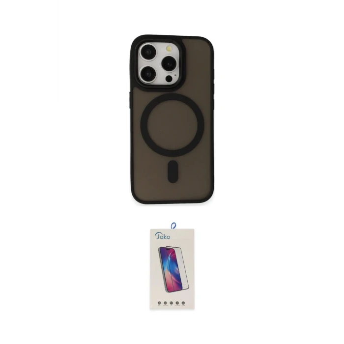 ieg™ iPhone 15 Pro Kılıf Kutup Serisi - Siyah Joko 5D Cam