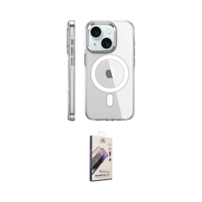 ieg™ iPhone 15 Pro Kılıf Nova Doku - Siyah Bilvis 3D Mat Cam Ekran Koruyucu