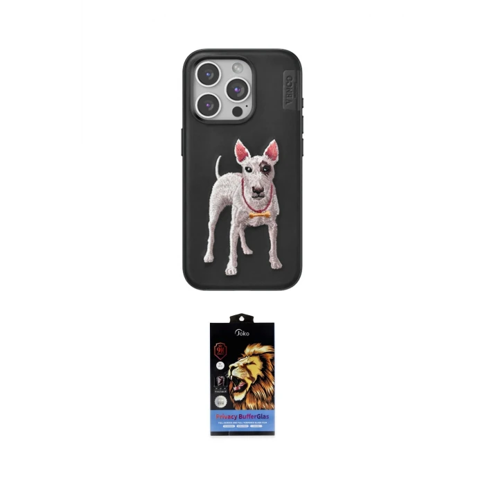 ieg™ iPhone 15 Pro Kılıf Nova Form Koleksiyonu - Siyah Buffer Hayalet Cam Ekran Koruyucu