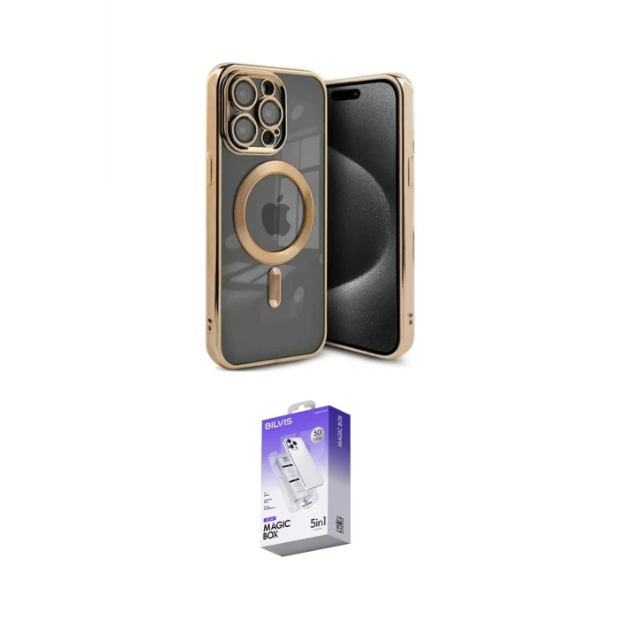 ieg™ iPhone 15 Pro Kılıf Nova Işık Özel Seri - Siyah Bilvis 5in1 3D Magic Cam Ekran Koruyucu