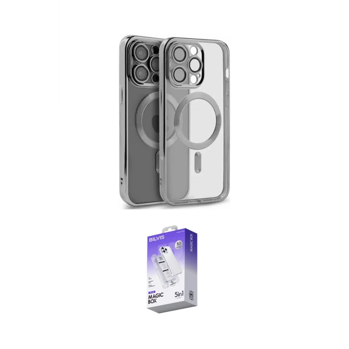 ieg™ iPhone 15 Pro Kılıf Nova Işık Özel Seri - Siyah Bilvis 5in1 3D Magic Cam Ekran Koruyucu