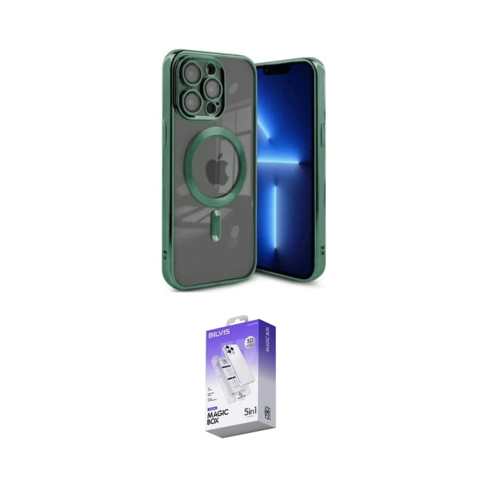 ieg™ iPhone 15 Pro Kılıf Nova Işık Özel Seri - Siyah Bilvis 5in1 3D Magic Cam Ekran Koruyucu