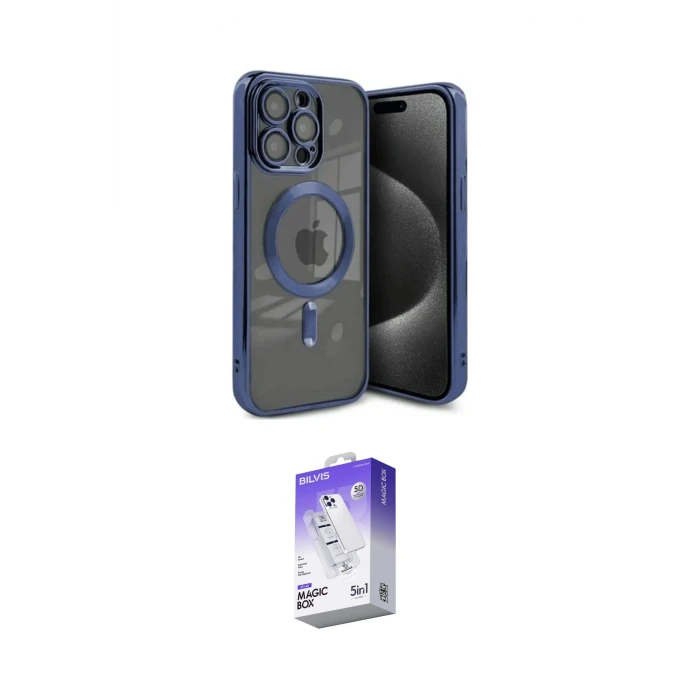 ieg™ iPhone 15 Pro Kılıf Nova Işık Özel Seri - Siyah Bilvis 5in1 3D Magic Cam Ekran Koruyucu