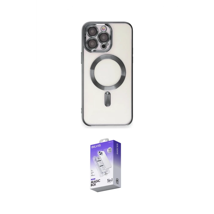 ieg™ iPhone 15 Pro Kılıf Nova Işık Özel Seri - Siyah Bilvis 5in1 3D Magic Cam Ekran Koruyucu