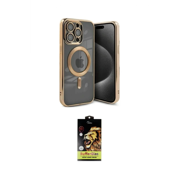 ieg™ iPhone 15 Pro Kılıf Nova Işık Özel Seri - Siyah Buffer Cam Ekran Koruyucu