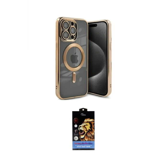ieg™ iPhone 15 Pro Kılıf Nova Işık Özel Seri - Siyah Buffer Hayalet Cam Ekran Koruyucu