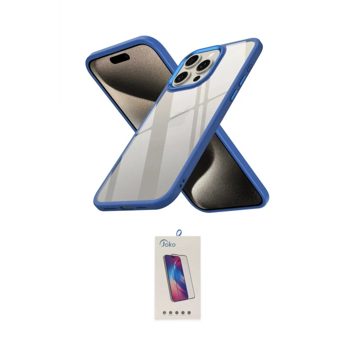 ieg™ iPhone 15 Pro Kılıf Nova Işık Serisi - Siyah Joko 5D Cam