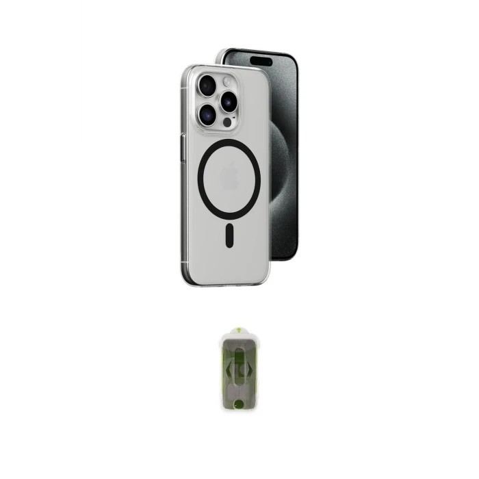 ieg™ iPhone 15 Pro Kılıf Odak Form Özel Seri - Siyah Joko Magic 5D Hayalet Cam