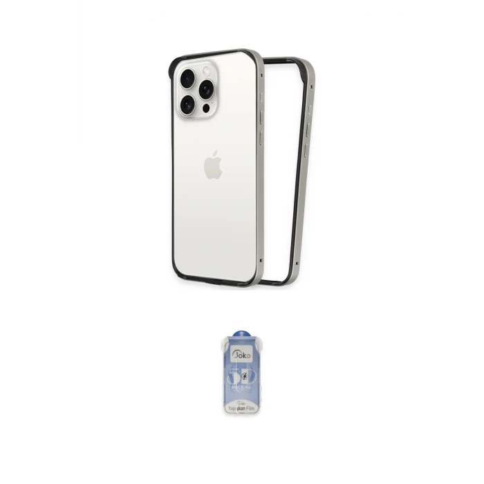 ieg™ iPhone 15 Pro Kılıf Pusula Asil Koleksiyonu - Siyah Joko Magic 5D Cam